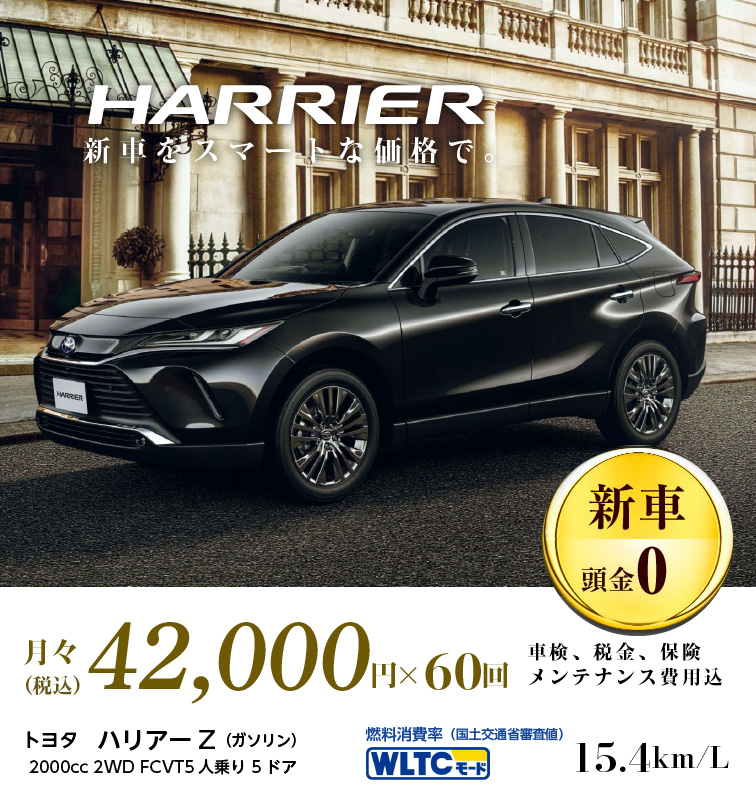 ハリアーのリースなら杉並モータースの月々定額ニコノリパック